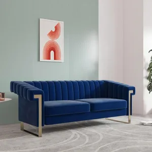 意大利最佳花式设计天鹅绒沙发套装现代廉价切斯特菲尔德沙发
