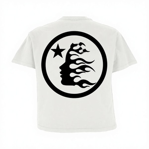 Camiseta de boxeo personalizada con pedrería, estilo vintage, lavado ácido, cuello redondo, de algodón 100% de alto gramaje, tejido de punto de 260 g, corte holgado y corto, Vale - Product Image 3