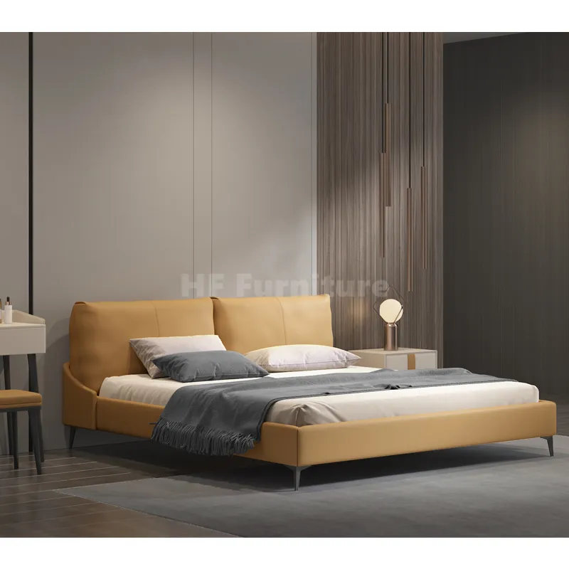 Высококачественная легкая Роскошная современная простая кожаная кровать мебель для спальни двойной 1,8 м полноразмерная рамка кровати