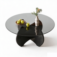 Table basse moderne en bois massif de style italien et nordique avec pieds en verre, meubles pour la maison et l'hôtel