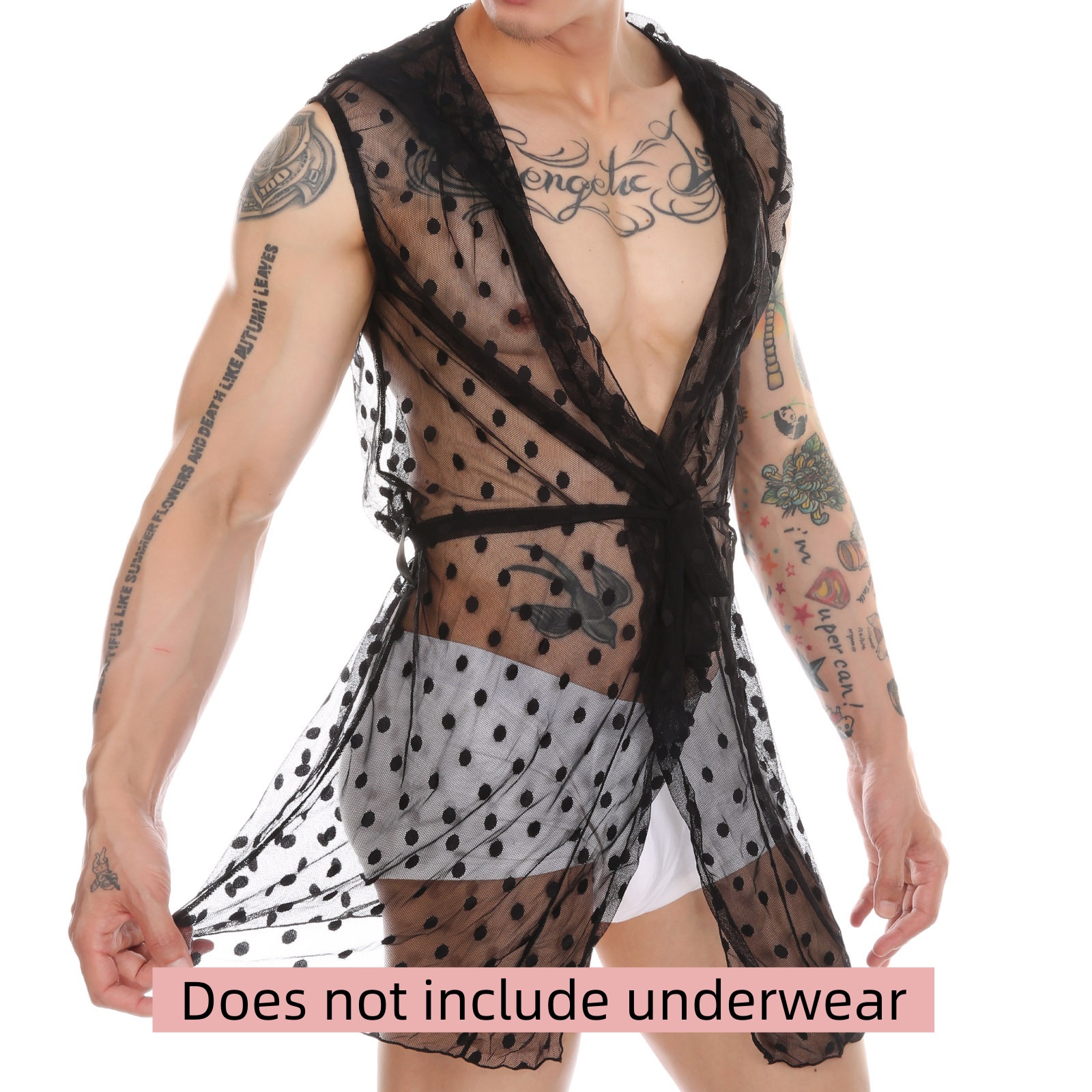 KKmeter Men's Sheer Deep Round Bodysuit High Cut Sissy