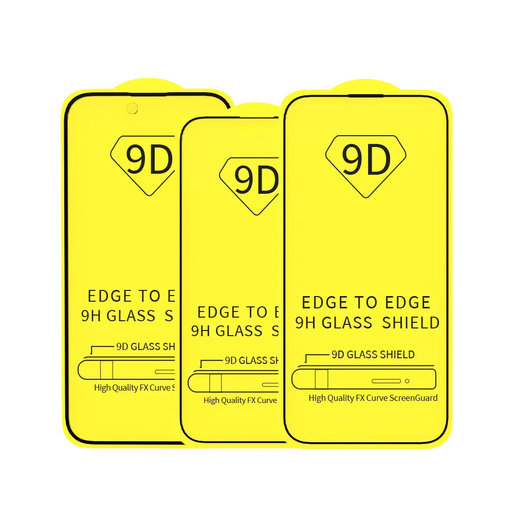 Protetor de tela HD de vidro temperado 9D para iPhone 13 pro 14 15 16 Anti-riscos por atacado