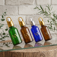 Botol Minyak Esensial Kaca Silinder 5ml-100ml Warna-Warni Custom, Wadah Dropper, Kemasan Kosmetik