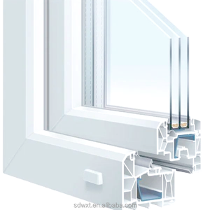 חלון ציר UPVC לבתים עמידים בפני פגיעות, חלונות פלסטיק PVC זכוכית - Product Image 4