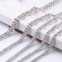 Chaînes en strass double rangée en gros SS6 SS8 SS12, chaînes en verre cristal pour vêtements et accessoires de robe de mariée