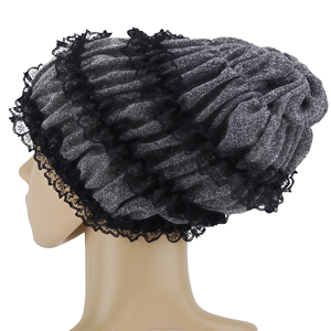Nouvel ensemble écharpe longue plissée unie en dentelle écologique <span class=keywords><strong>et</strong></span> chapeau bob élastique assorti, respirant, pour <span class=keywords><strong>femme</strong></span>, style hijab musulman, collection automne - Product Image 5