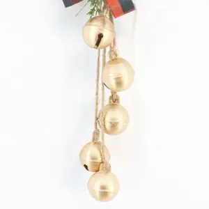 Set Of 5 Christmas Gold Color Small Bell Ornament For Xmas Tree Decoration