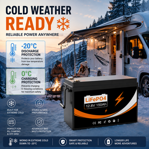 Batterie LiFePO4 12,8 V 150 Ah pour climat froid, stock UE, 1,92 kWh, cycle profond, stockage d'énergie, BMS intelligent, 6000+ cycles, IP65 - Product Image 1