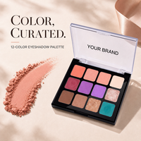 Palette de fards à paupières 12 couleurs tons terreux, nacrés et mats, longue tenue pour maquillage quotidien, marque privée, pailletés, faible MOQ
