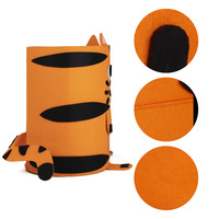Panier de rangement rond en feutre polyester en forme de tigre pour vêtements et jouets, fourni par le fabricant