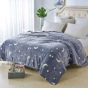 100%polyester Fuzzy <b>Throw</b> <b>Blanket</b> Super Soft Flannel Fleece <b>Blanket</b> Cozy Glow in the Dark <b>Blanket</b> With Star Moon - Product Image 4