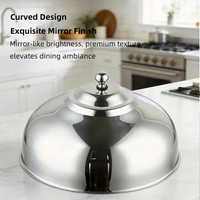 Cloche alimentaire en acier inoxydable haute capacité, finition miroir de luxe, poignée à bouton, résistante à la chaleur, compatible four, pour hôtels