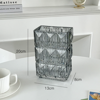 Vase en verre cristal simple style Ins, vente en gros, pour arrangement floral hydroponique de salon, décoration au design raffiné