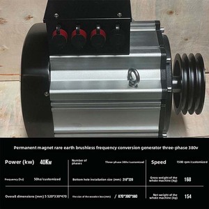 Générateur à aimant permanent de qualité industrielle 40KW <span class=keywords><strong>Triphasé</strong></span> 380V 1500 tr/min Protection IP54 Enroulement 100% cuivre 50/60Hz Moulé - Product Image 6