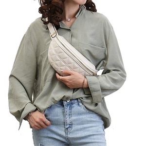 BSCI personnalisé femmes diamant treillis sac de taille multi-usages à la mode fille avec large bandoulière certifié BSCI - Product Image 5