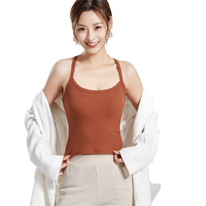 Débardeur Femme Sans Manches avec Soutien-Gorge Intégré, Col Rond, Dos Nageur, Rembourré, Tricoté, Respirant, Anti-Boulochage, Décontracté, Écologique - Product Image 1