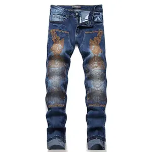 Promotionnel High Street Hommes Déchiré Slim Denim Pantalon Mélangé Avec De Petites Jambes Déchiré Jeans Hommes Vestidos En Jean