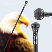 Canne de marche décorative en métal avec motif d'aigle sphérique noir, élégante canne de gentleman
