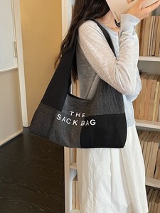 Bolso Tote de Mezclilla para Mujer con Detalles de Cuero Estilo Vintage, con Cierre de Cremallera, para Compras Diarias y Viajes - Product Image 4
