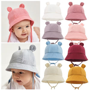 Vente chaude doux coton bébé seau chapeau mignon oreille bébé fille garçons chapeau été automne enfants soleil Panama chapeau extérieur casquettes pour 3-12 <span class=keywords><strong>mois</strong></span> - Product Image 4