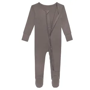 사용자 정의 인쇄 아기 sleepsuit 긴 소매 겨울 아기 onesie 대나무 지퍼 잠옷 romper