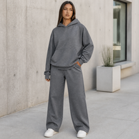 Ensemble de survêtement décontracté deux pièces pour femme, coupe ample et oversize, personnalisable avec logo – Vente en gros