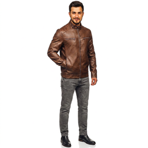 Top Trending Product <b>Leather</b> <b>Jackets</b> for <b>Men</b> Stand Collar Customized Color & Design Front Logo Easy to Wear - Product Image 1