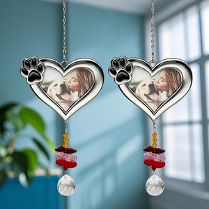 Atacado Crystal Sun Catcher Silver Heart <span class=keywords><strong>Frame</strong></span> Sun Catchers Pet Dog Cat Memory <span class=keywords><strong>Frame</strong></span> <span class=keywords><strong>Suncatcher</strong></span> com Paw Claw para Decoração - Product Image 2