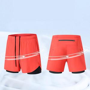 Short de sport respirant pour homme à double couche avec cordon de serrage et taille élastique, idéal pour l'entraînement, la course et la gym, en polyester - Product Image 5