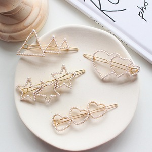 HOVANCI Accessoires de <span class=keywords><strong>cheveux</strong></span> élégants pour femmes, pinces à <span class=keywords><strong>cheveux</strong></span> géométriques rondes et triangulaires avec perles, barrettes à perles baroques pour mariage - Product Image 1