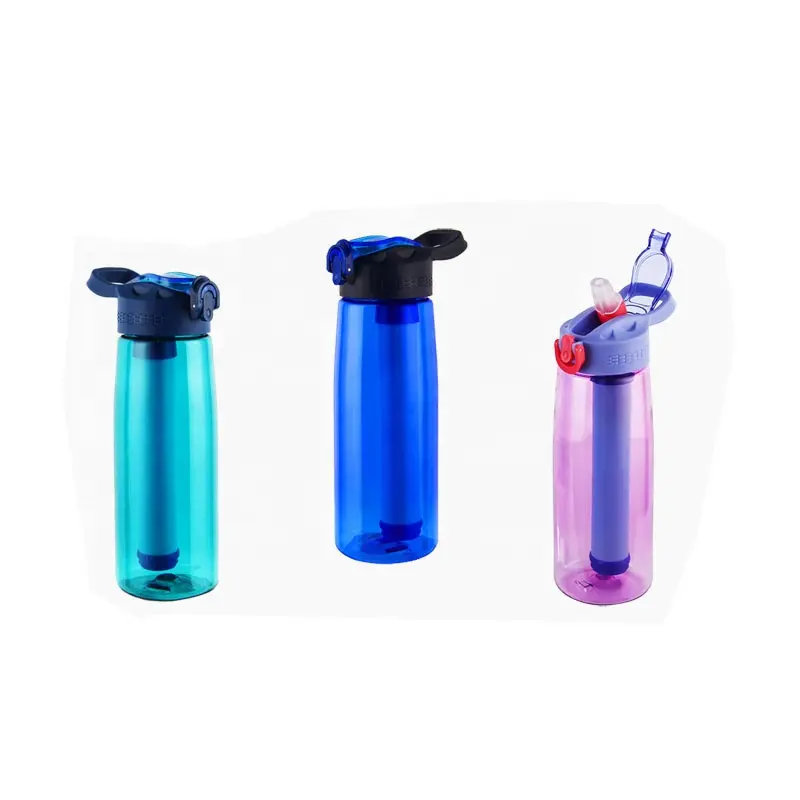 BPA free portable design outdoor emergency use water bottle purifier water bottle water filter