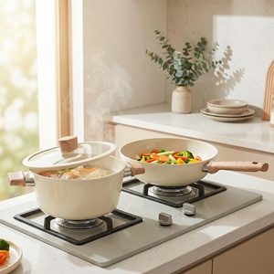 Juego de Ollas y Sartenes de Aleación de Aluminio de 7 Piezas, Revestimiento Cerámico Antiadherente, Tapa de Vidrio, Juego de Utensilios de Cocina - Product Image 3