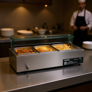 Calentador de Alimentos de Encimera de 3 Compartimentos, 1500W, Eléctrico, de Acero Inoxidable, Tipo Buffet, Baño María, Equipo para Mantener Caliente - Product Image 2