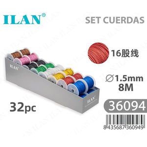 ด้ายเย็บผ้าอิลัน 16 เส้น 1.5 มม. 8 ม. คละสี ชุด 32 ชิ้น - Product Image 1