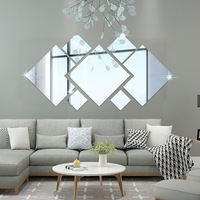 Ensemble de décoration murale DIY moderne pour la maison, autocollants muraux en acrylique 4 pièces, autocollants muraux en miroir