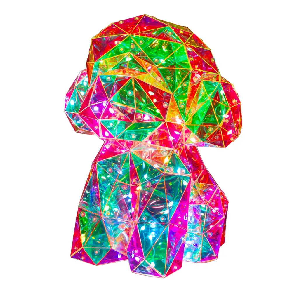 2023 Novelty Gifts LED Glow Teddy Dog Valentines Day 30 cm PVC Holographic Foil USB Plug Polar Dog Christmas Lights