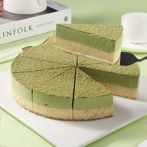 Gâteau au fromage double couche surgelé saveur chocolat matcha 8 pouces 850g, faible en gras, avec flocons de chocolat, pour la vente au détail et en gros - Product Image 2