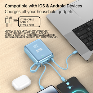 PB930 Banco de Energía de Carga Rápida de 45W y 20000mAh con Cables Dobles Integrados y 3 Puertos de Salida para Múltiples Dispositivos en Viajes - Product Image 4