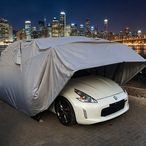 Auvent de voiture extérieur semi-automatique Amas, manuel, en acier inoxydable, pliable, rétractable, imperméable, durable, avec revêtement PVC/PU, toit en arche - Product Image 1