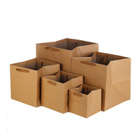 Sacs shopping en papier kraft robuste à fond carré, sacs cadeaux personnalisés avec poignées pour emballage de détail, vente en gros