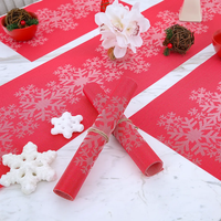 Napperons de table de Noël antidérapants rouge foncé et marron, en plastique, rectangulaires, écologiques, CLASSIQUE, en stock