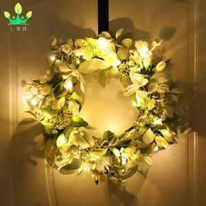 Verde artificiale ghirlande per porta d'ingresso foglie <span class=keywords><strong>di</strong></span> eucalipto con fiori agnelli <span class=keywords><strong>orecchio</strong></span> per la decorazione della fattoria della parete del portico - Product Image 6