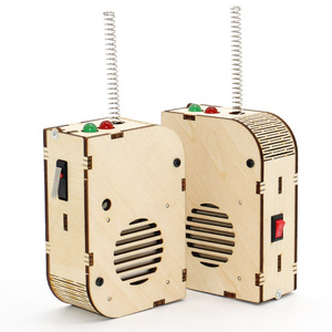 Wooden Walkie Talkie <b>Kit</b> <b>Diy</b> Model For Kids 7-9Y 1.5KM Range Alkaline Battery Powered Educational Toy - Product Image 1