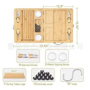 Planche à découper en bois massif Mu Yujia avec poignée, plateau à fromage carré pliable pour usage domestique, portable, sans danger pour les aliments - Product Image 2