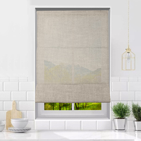 Persianas Romanas Horizontales Opacas Manuales de Estilo Moderno Personalizadas, Cortinas de Tela que Filtran la Luz para Ventanas de Sala de Estar