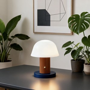 Setago Mushroom Lamp Glass Shade Warm Light LED Night Light Rechargeable Touch Control <b>Study</b> <b>Desk</b> Lamp - Product Image 1