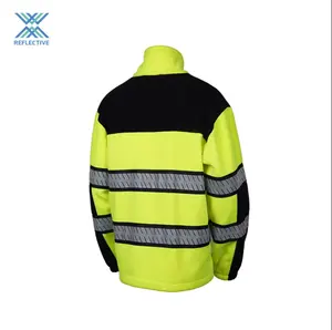 LX Factory Hi-vis giacca riflettente in pile di sicurezza riflettente felpa con cappuccio da lavoro con Logo personalizzato