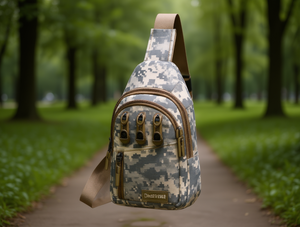 Borsa da petto mimetica da uomo OneFitFable in nylon con quattro cerniere a strappo per uso quotidiano in tutte le stagioni - Product Image 2