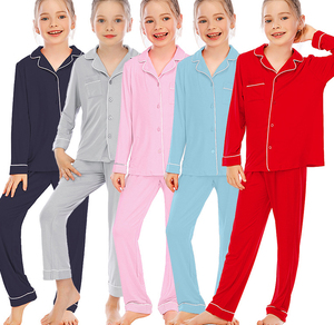 Set piyama katun lengan panjang untuk anak, baju tidur rumah katun kustom dua potong - Product Image 2