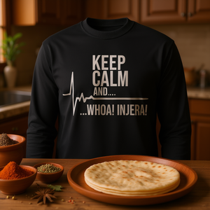 Maglietta a maniche lunghe Keep Calm And Whoa Injera per gli amanti del pane arrotolato - Product Image 3